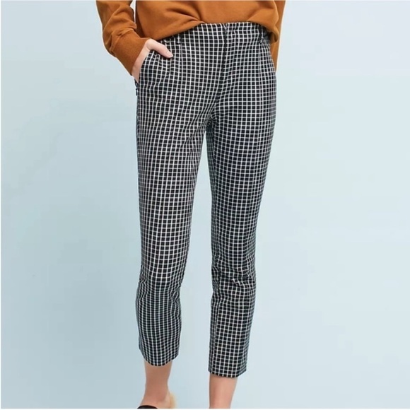 Anthropologie The Essential Slim Windowpane Ankle Pants - Picture 1 of 10